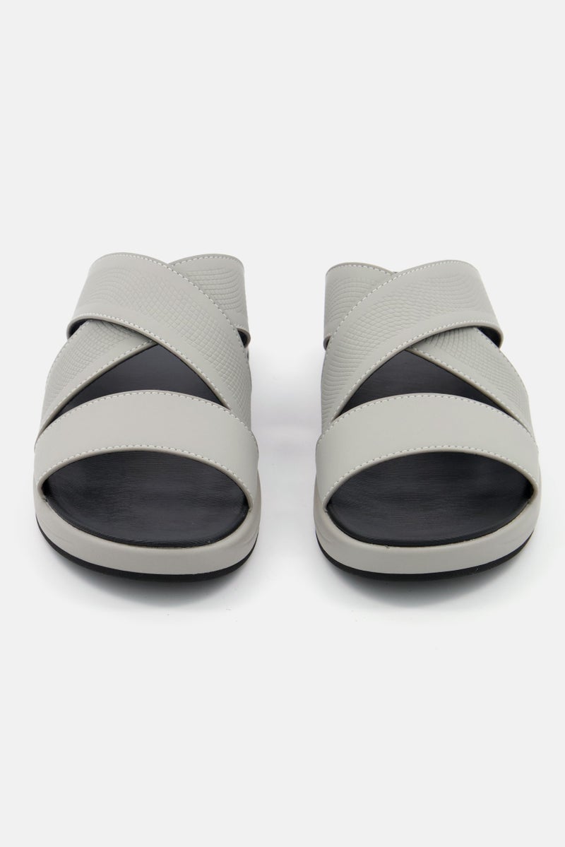 Men Slip On Casual Slides, Grey/Black