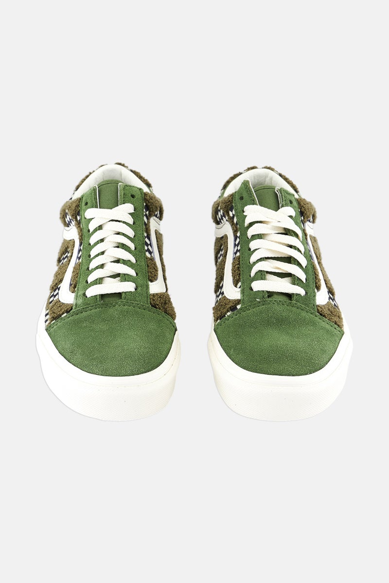 Men Old Skool Lace Up Shoes, Green/White Combo