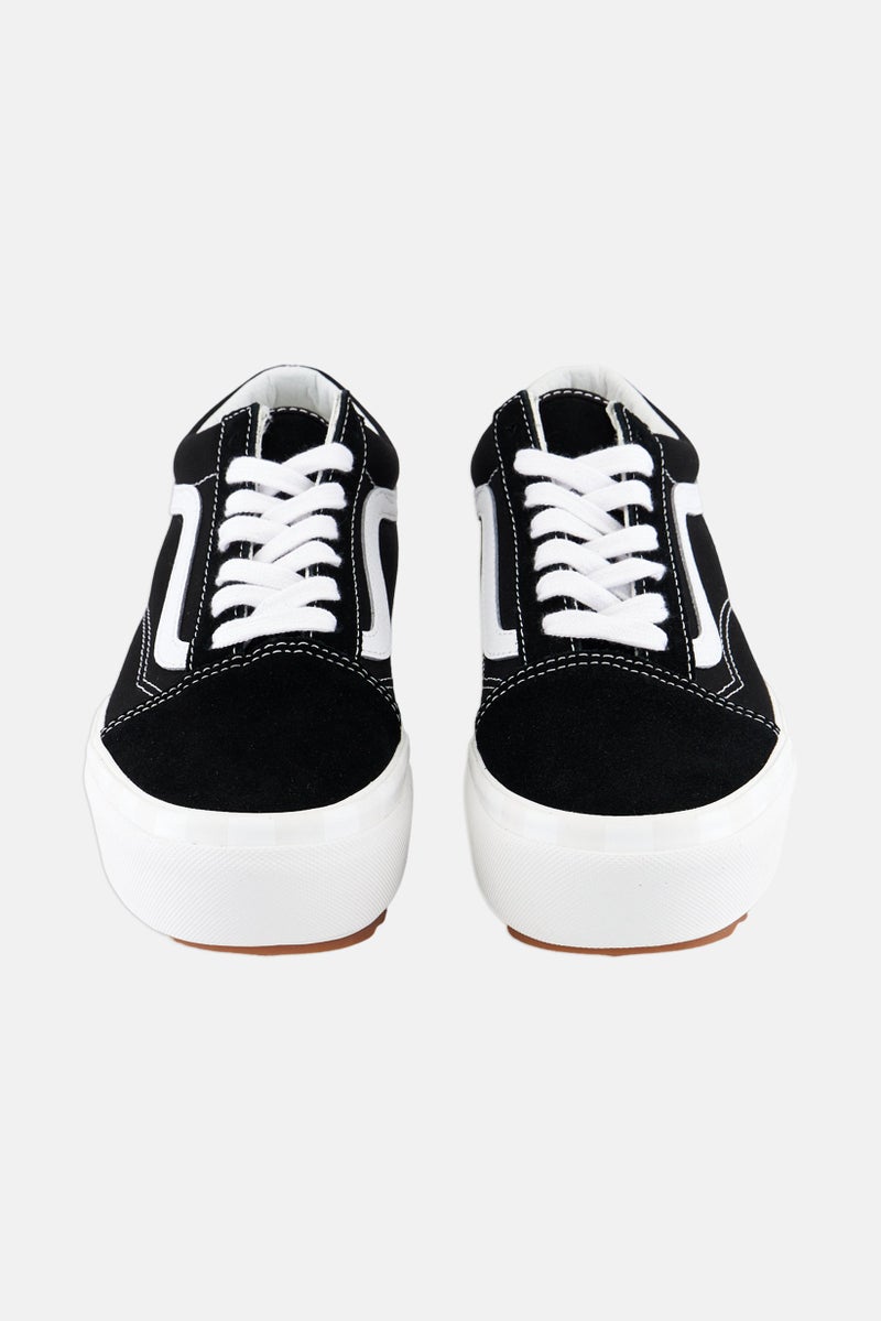 Men Lace Up Causal Shoes, Black/White