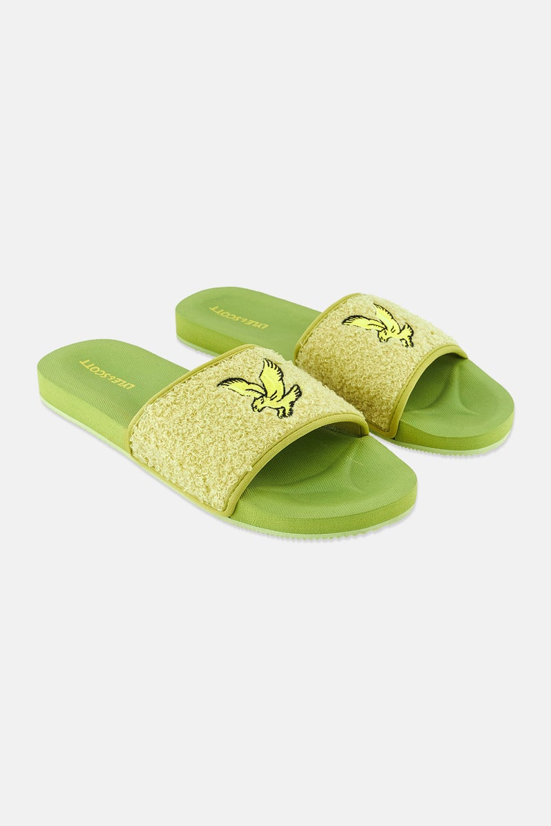 Men Towelling Slides, Tin Green