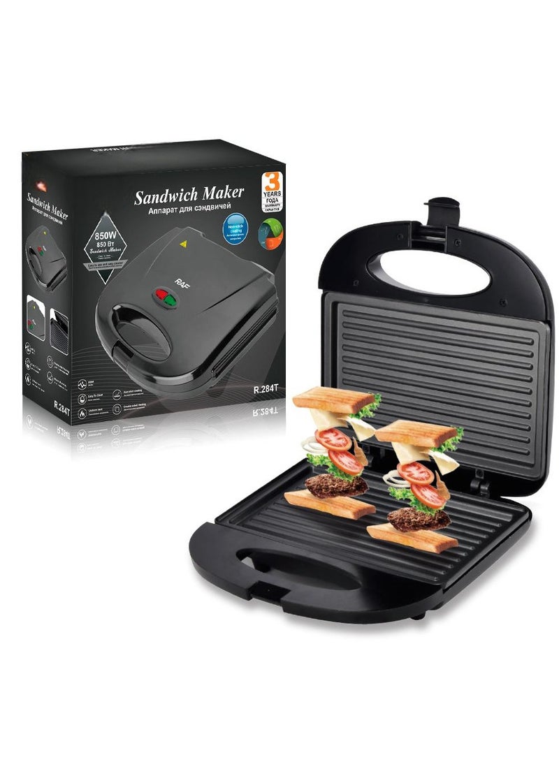 Household Double-Sided Heated Sandwich Maker, Multi-Function Grilled Steak & Waffle Breakfast Machine with Non-Stick Plates, 4-in-1 Sandwich Toaster & Grill, Easy Clean, Compact Design