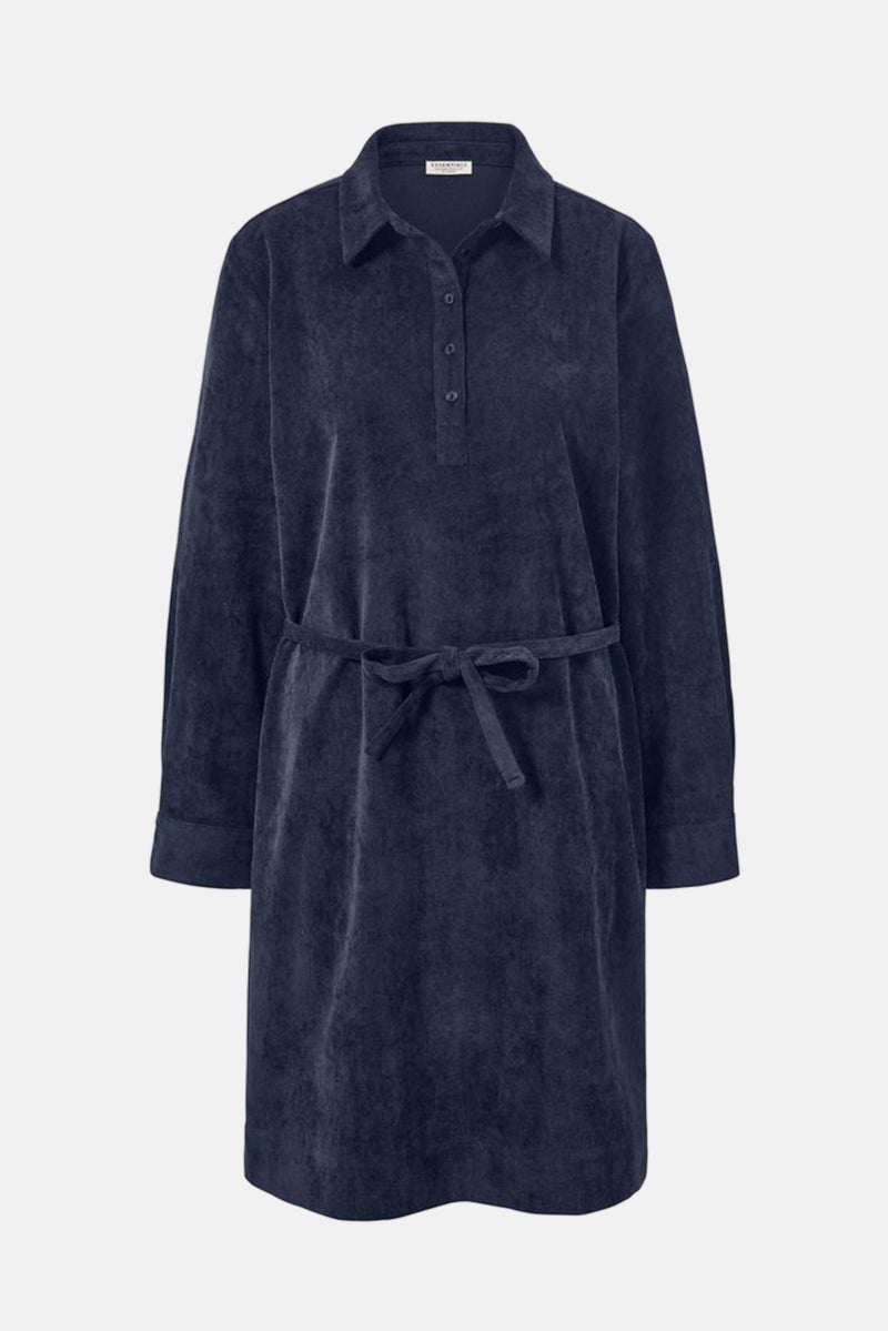 Women Textured Casual Mini Dress, Navy