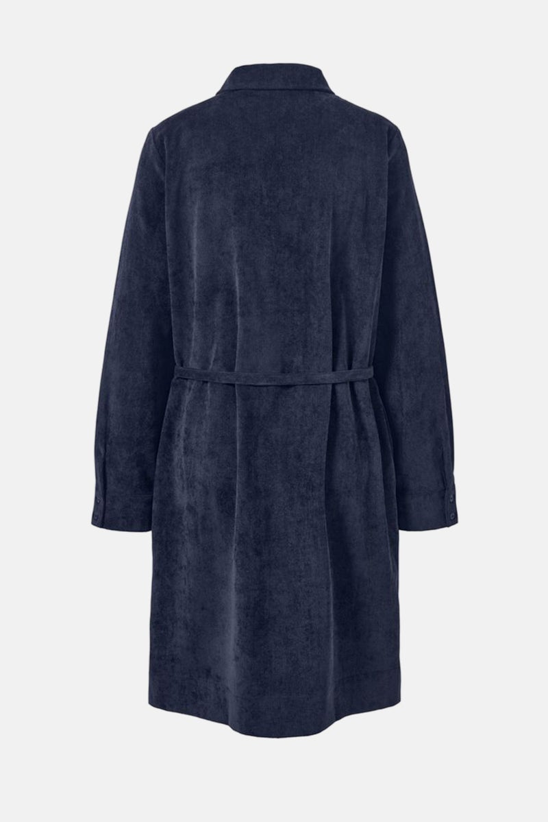 Women Textured Casual Mini Dress, Navy