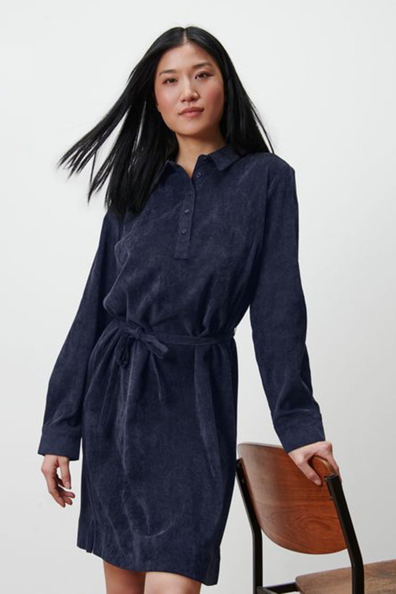 Women Textured Casual Mini Dress, Navy