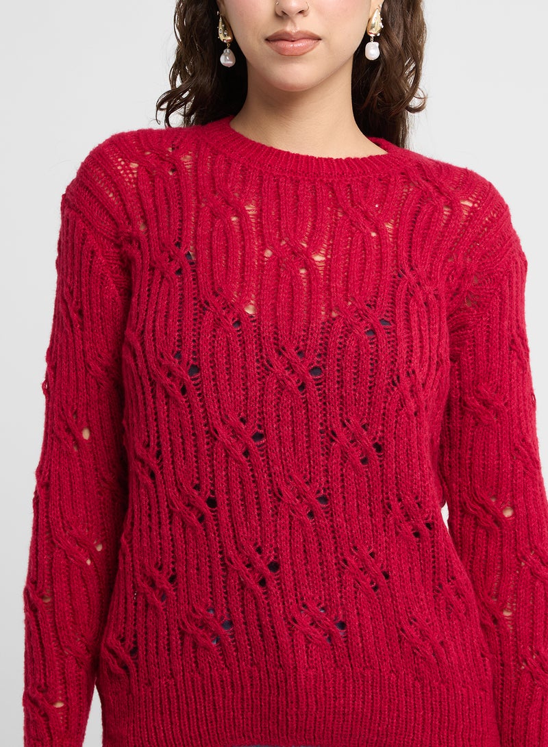 Cable Knit Crew Neck Sweater