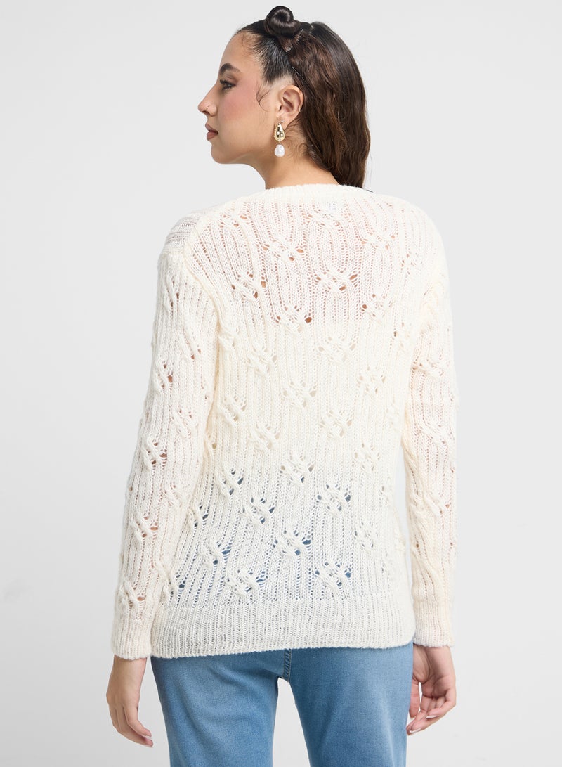 Cable Knit Crew Neck Sweater