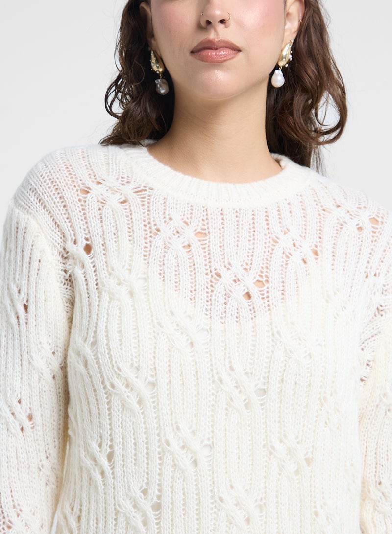 Cable Knit Crew Neck Sweater