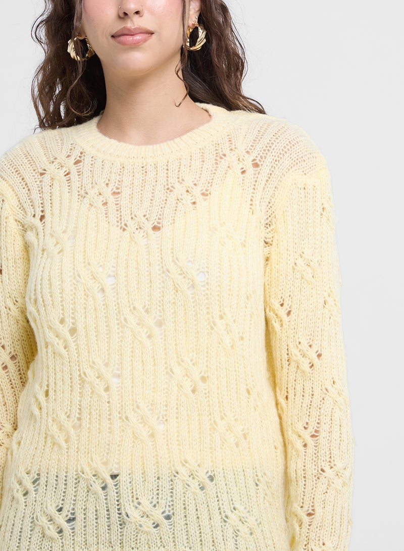 Cable Knit Crew Neck Sweater