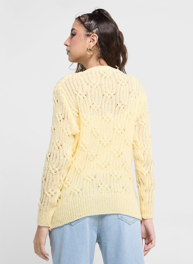 Cable Knit Crew Neck Sweater