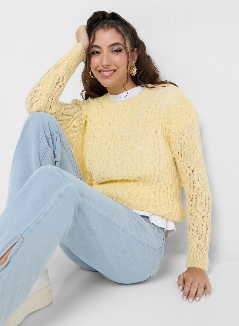 Cable Knit Crew Neck Sweater