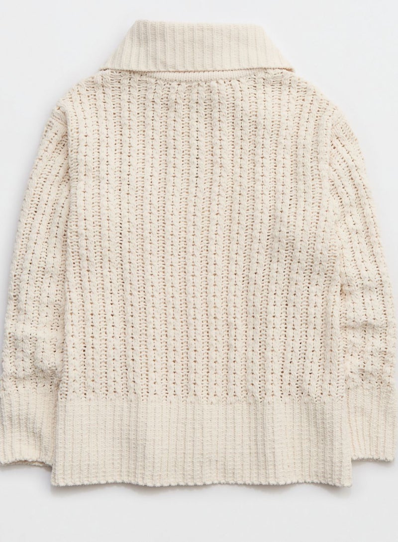 Quarter Zip Braided Knitted Sweater