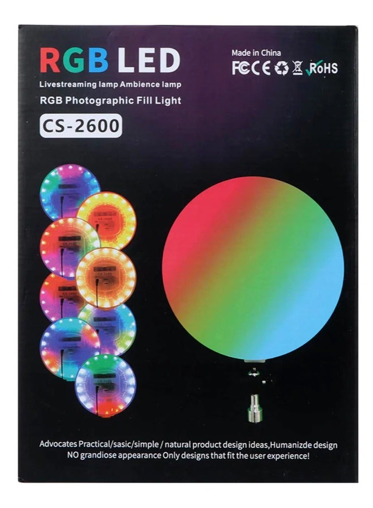 CS-2600 RGB LED Live Streaming Lamp And Photographic Fill Light For Tiktok Live Reels And For Vlogging