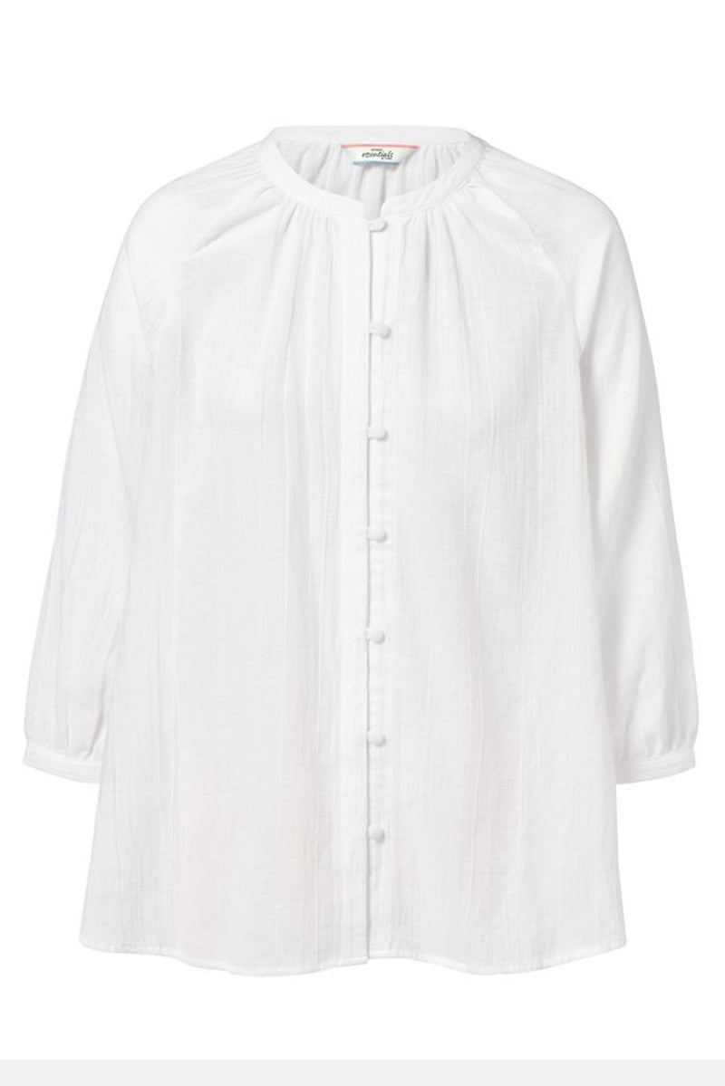 Women Round Neck 3/4 Sleeve Textured Blouse, White