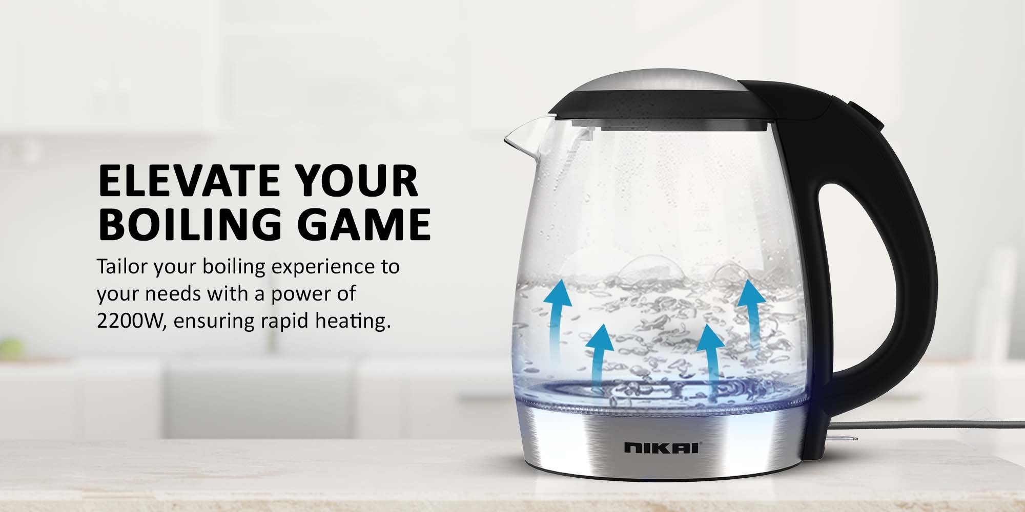 Compact, Cordless Electric Glass Kettle Boiler, Automatic Shut Off, Boil Dry Protection, Led Indicator, Integrated Filter, 360° Rotating Base, For Home And Office Use 1.7 L 2200 W NK313G Glass