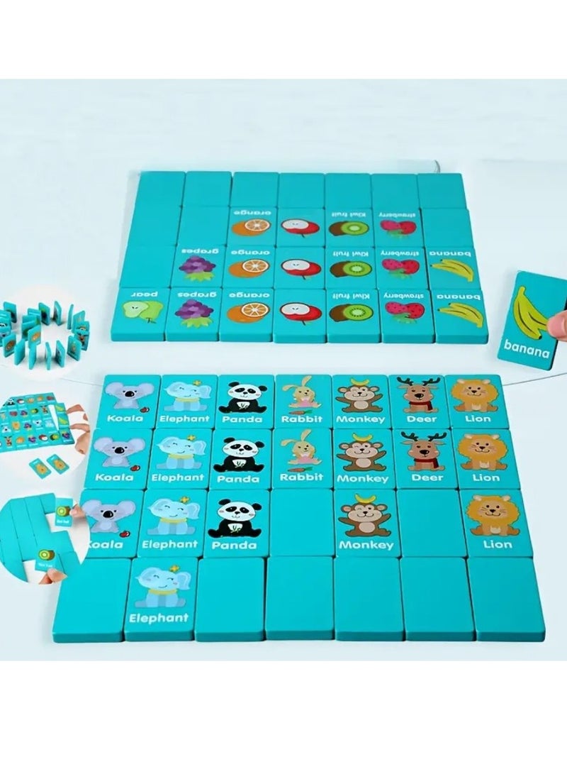 1set Fun Multifunctional Educational Toys, Fruit Animals, Dragons, Dominoes, Memory Chess Stacking, Musicians, Eyes, Coordination, Exercise, Logic Thinking, Memory Building, Wooden Board Game Toys