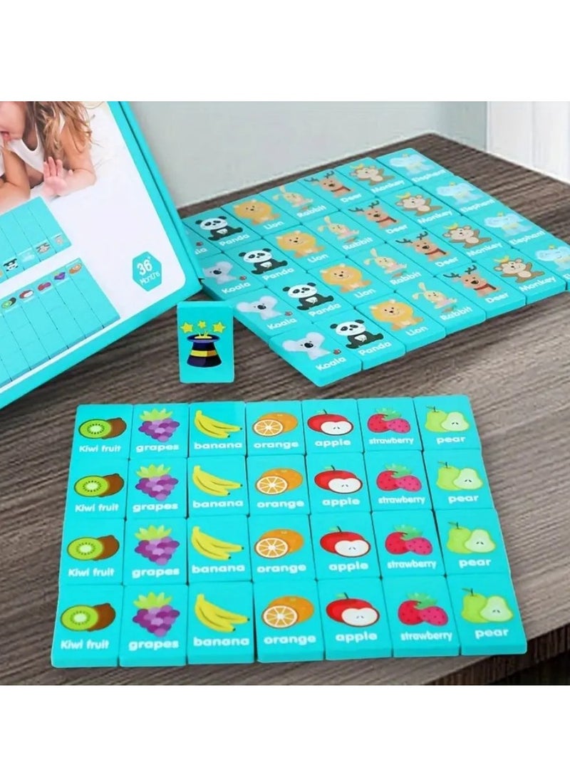 1set Fun Multifunctional Educational Toys, Fruit Animals, Dragons, Dominoes, Memory Chess Stacking, Musicians, Eyes, Coordination, Exercise, Logic Thinking, Memory Building, Wooden Board Game Toys