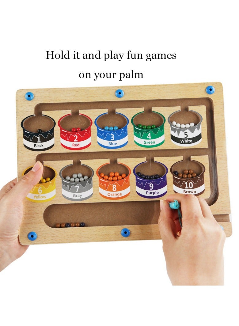 Magnetic Color and Number Maze,Montessori Educational Wooden Magnet Puzzle Game Board for Toddlers,Toddler Activities Counting Matching Games,Learning Fine Motor Skills for Preschoolers