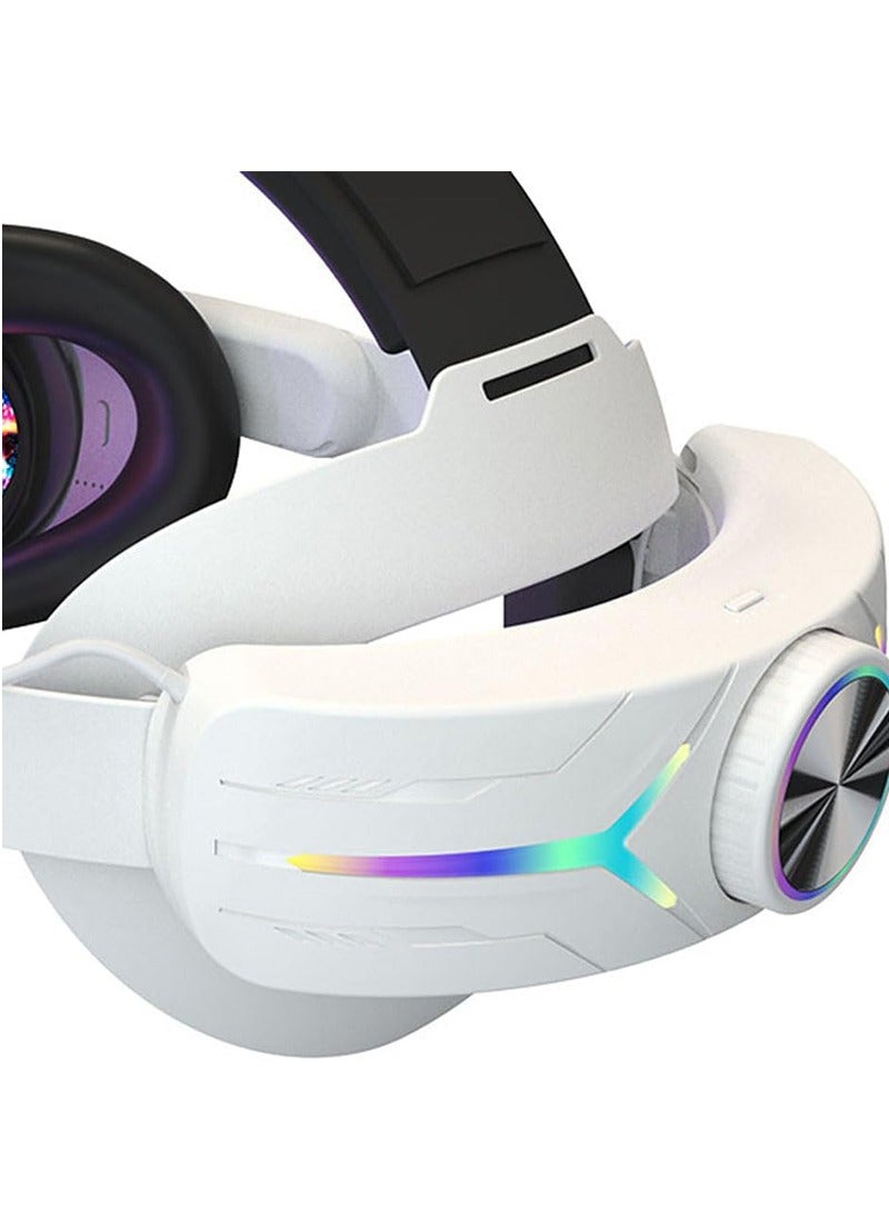 8000mAH Battery For Meta Oculus Quest 3 Head Strap Charging Headset VR RGB Accessories Elite Headstrap(White)