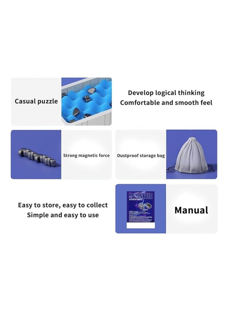 Magnetic Chess Game set with Rocks,Fun Table Top Multiplayer Magnetic Chess Game with Stones,Kluster Magnet Game with Sponge Groove/Rope,Magnet Chess Game,Cluster Game for Kids Adult Board Games (B)