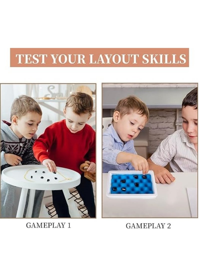 Magnetic Chess Game set with Rocks,Fun Table Top Multiplayer Magnetic Chess Game with Stones,Kluster Magnet Game with Sponge Groove/Rope,Magnet Chess Game,Cluster Game for Kids Adult Board Games (B)