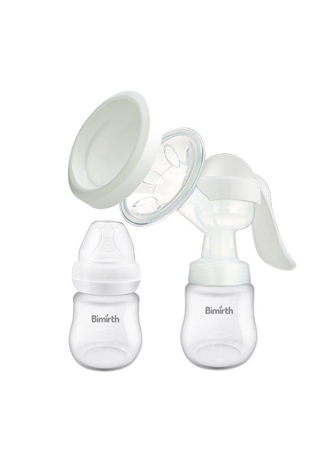 Manual Silicone Breast Pump With Adjustable Suction With 1 Feeding Bottle，3 Breastmilk Bag