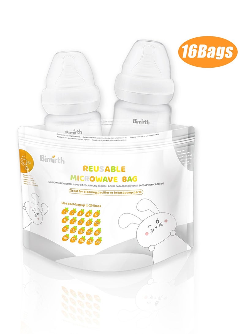 16-Piece Reusable Microwave Steam Sterilizer Bag