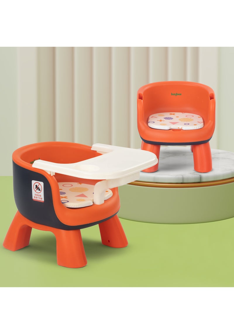 Creto Baby Booster Chair For Feeding, Portable Dining Chair For Baby With Removable Cushion Pad And Food Tray