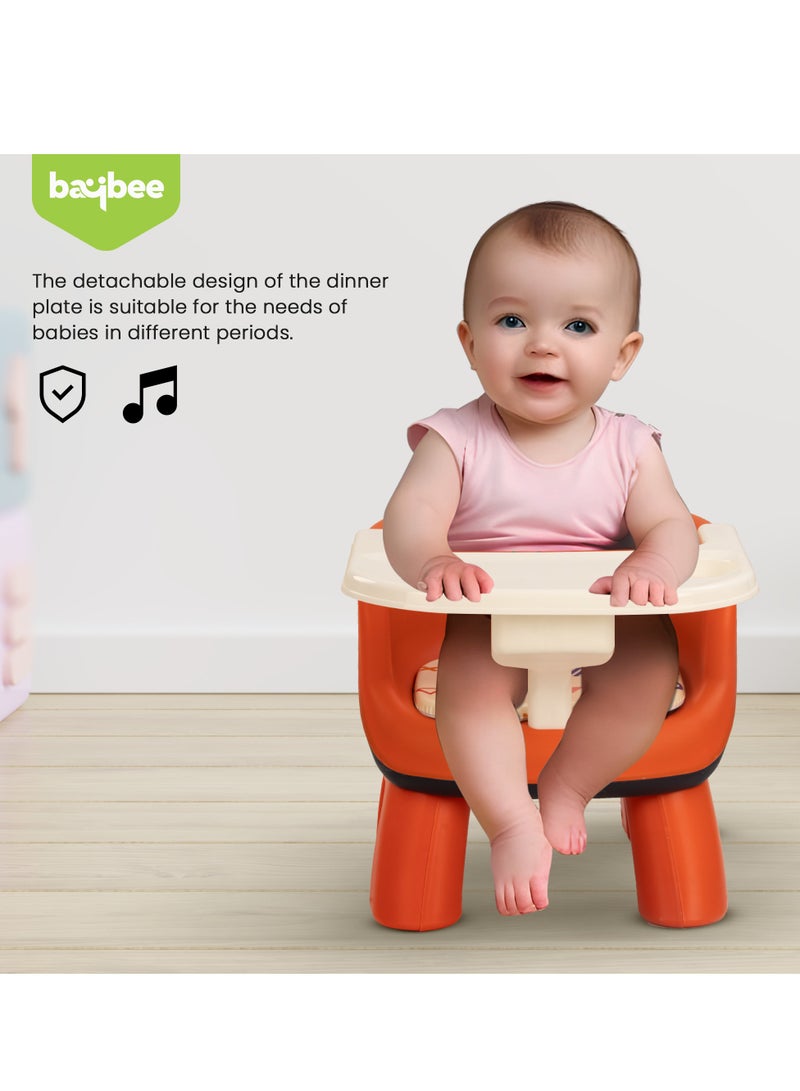 Creto Baby Booster Chair For Feeding, Portable Dining Chair For Baby With Removable Cushion Pad And Food Tray