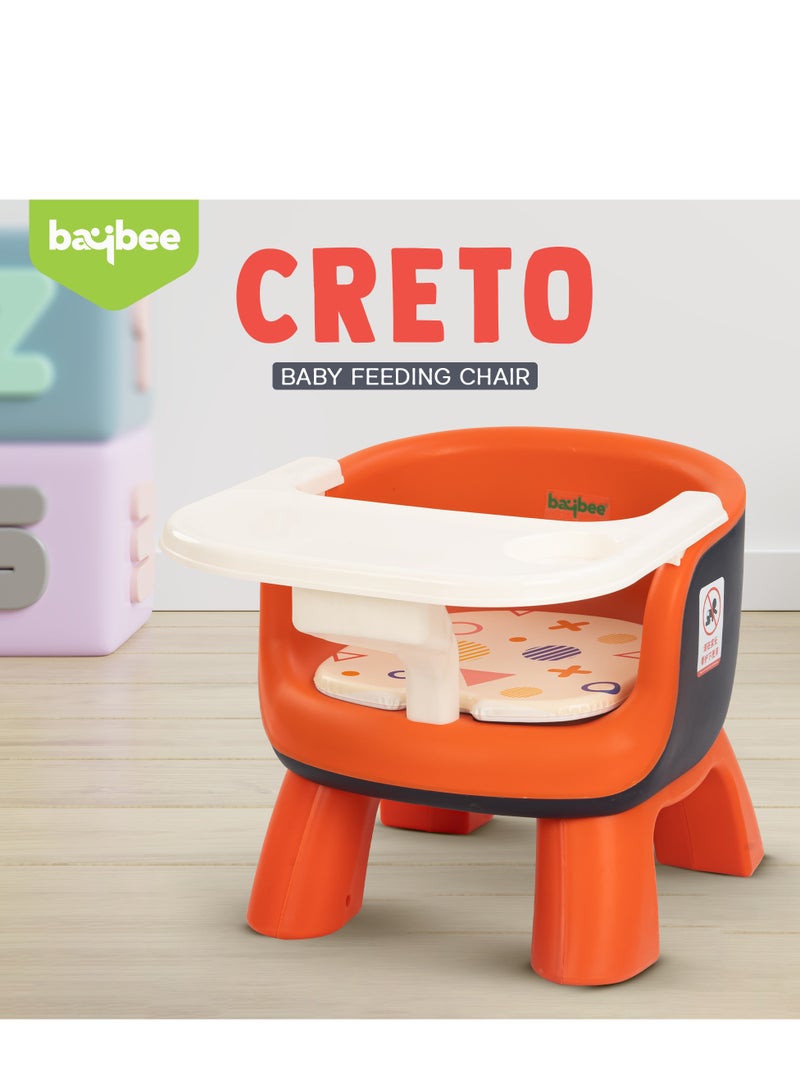 Creto Baby Booster Chair For Feeding, Portable Dining Chair For Baby With Removable Cushion Pad And Food Tray