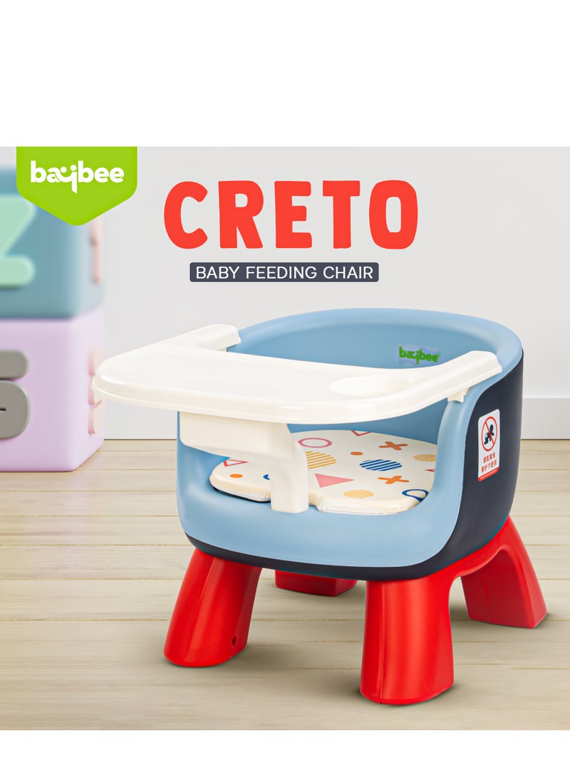 Creto Baby Booster Chair For Feeding, Portable Dining Chair For Baby With Removable Cushion Pad And Food Tray