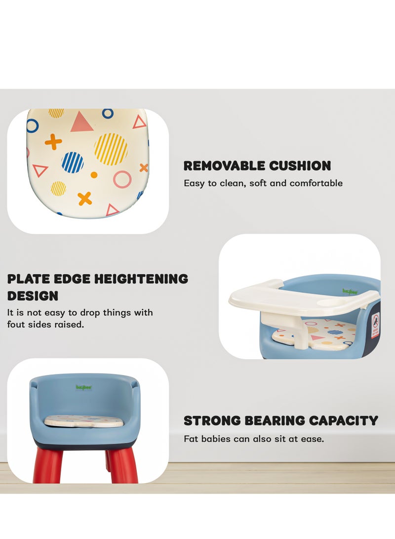 Creto Baby Booster Chair For Feeding, Portable Dining Chair For Baby With Removable Cushion Pad And Food Tray