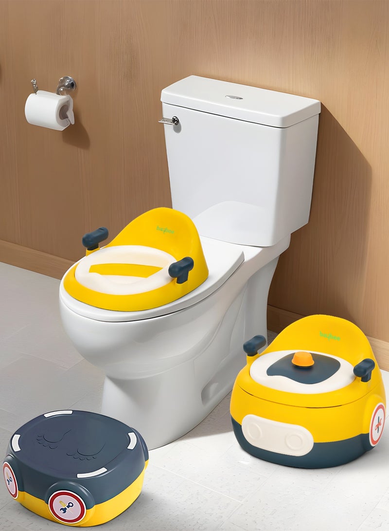 3 In 1 Book Portable And Round Baby Toilet Seat With Anti Slip Strip, Splash Guard 0 To 5 Year, Yellow