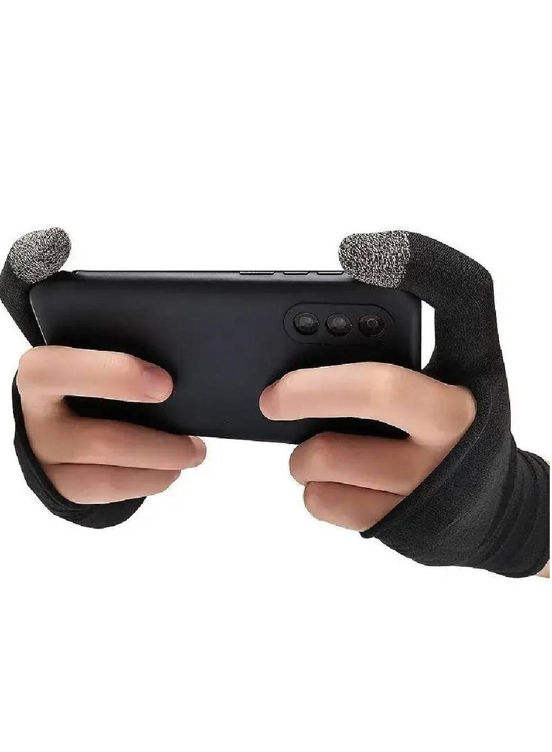 1 Pair Of sports Gaming Gloves, Ultra-Thin Mobile Gaming Gloves, Sweat Resistant Mobile Phone Finger Covers, Touch creen Without Delay Black