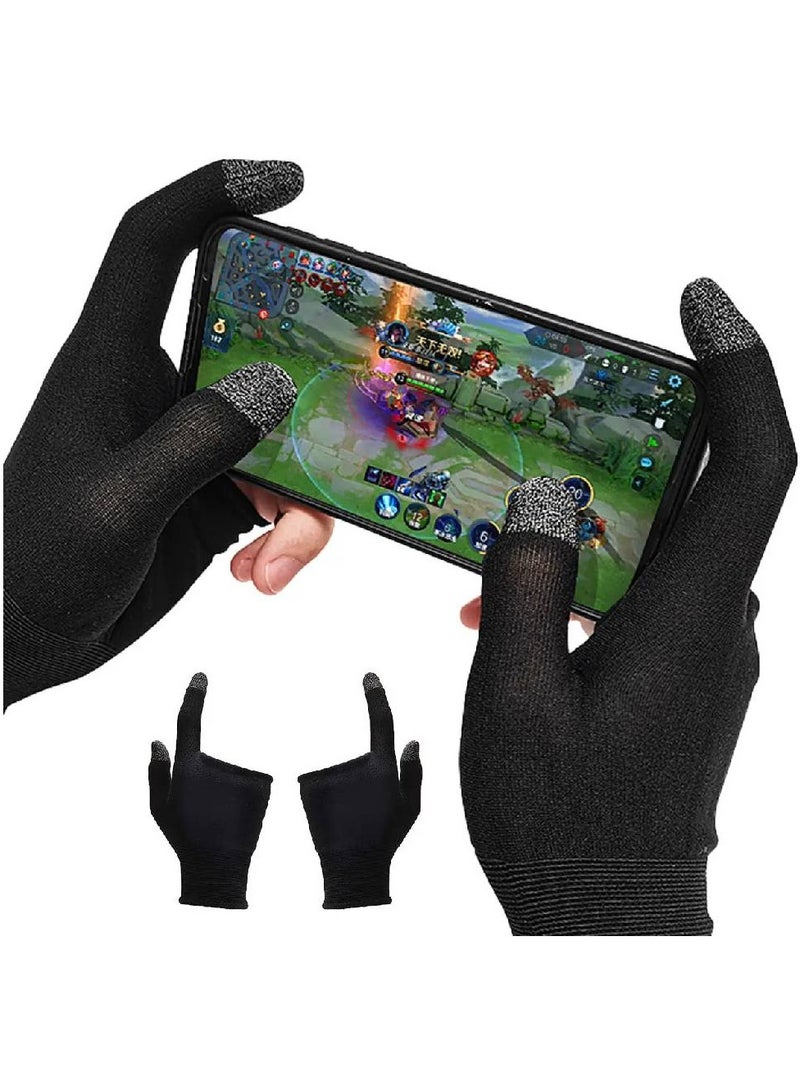 1 Pair Of sports Gaming Gloves, Ultra-Thin Mobile Gaming Gloves, Sweat Resistant Mobile Phone Finger Covers, Touch creen Without Delay Black