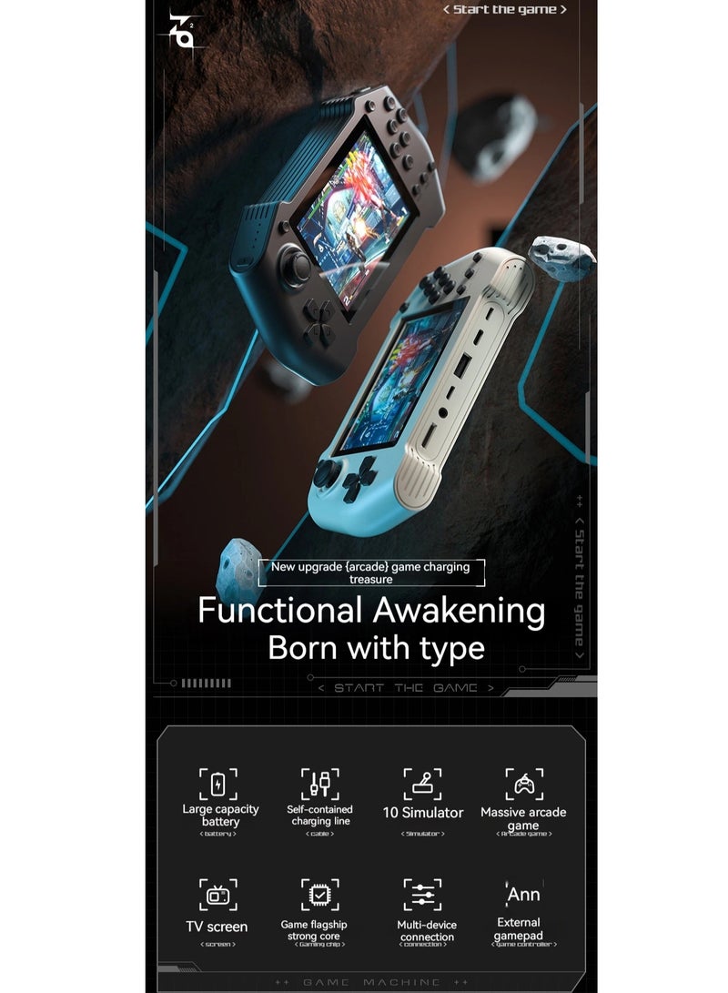 DY14 Retro Game Console 32G 10000 Games Handheld Game Console Supports Dual Game Controllers 10000 Mah Power Bank (Black)