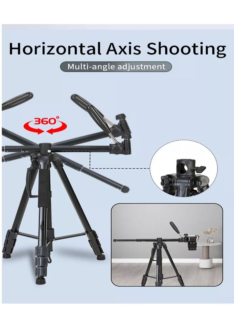 Professional Camera Tripod Stand Lightweight Travel Aluminum Stand Multifunctional Professional Tripod 360° Rotation Tripod Stand Horizontal Rotatable Center Column tripod (KP-2294)