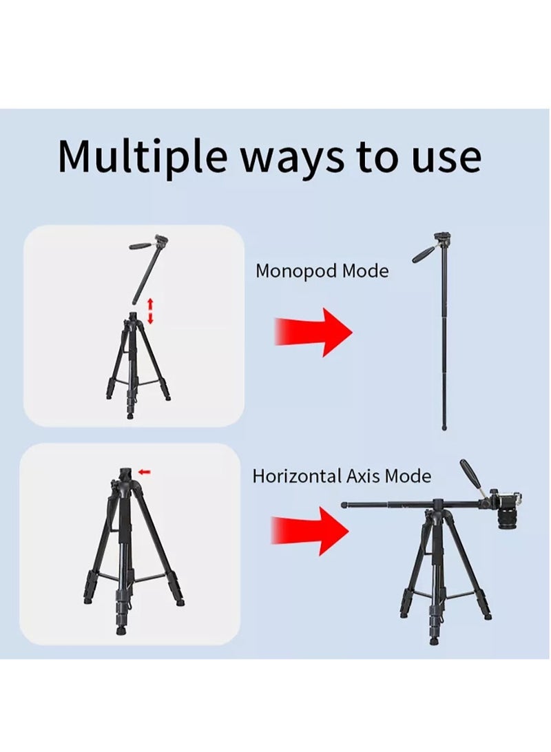 Professional Camera Tripod Stand Lightweight Travel Aluminum Stand Multifunctional Professional Tripod 360° Rotation Tripod Stand Horizontal Rotatable Center Column tripod (KP-2294)