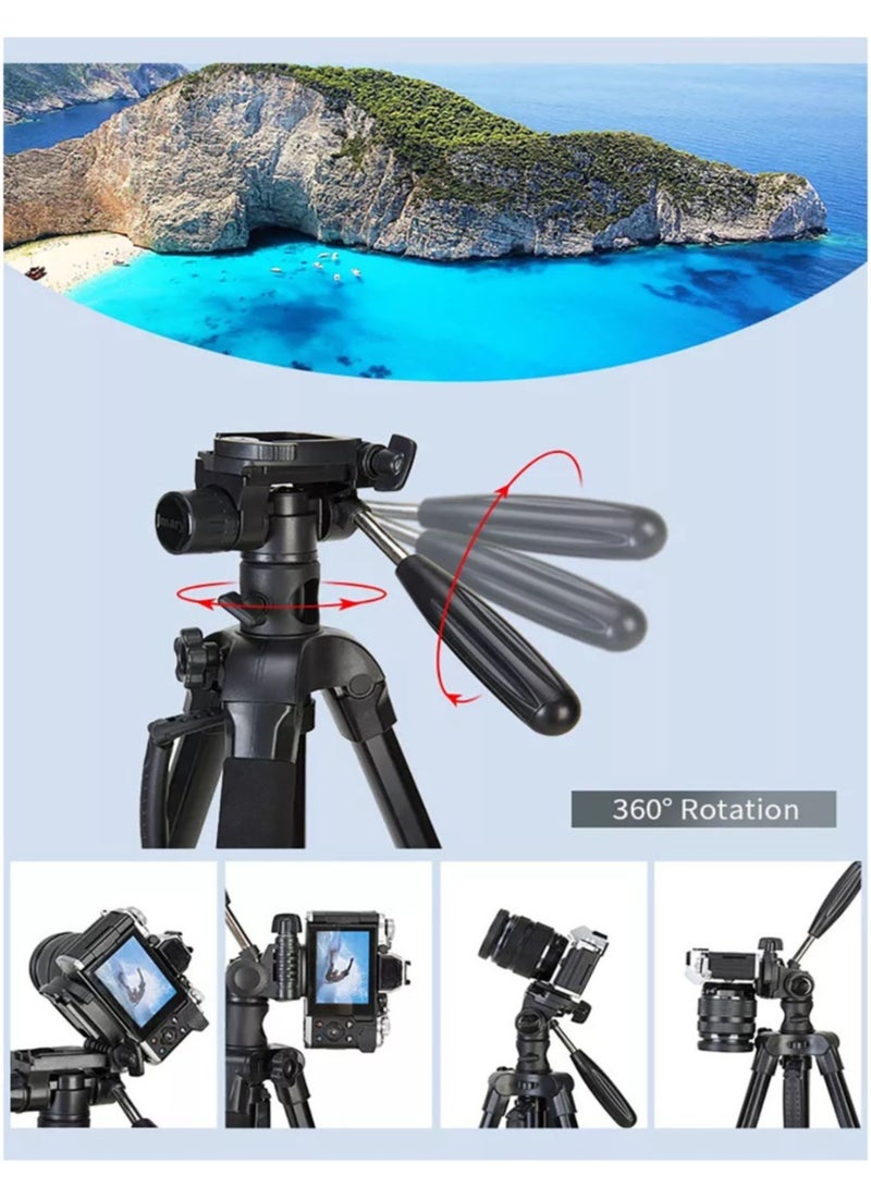 Professional Camera Tripod Stand Lightweight Travel Aluminum Stand Multifunctional Professional Tripod 360° Rotation Tripod Stand Horizontal Rotatable Center Column tripod (KP-2294)