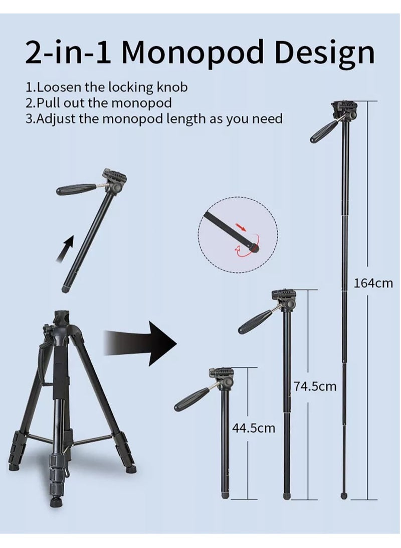 Professional Camera Tripod Stand Lightweight Travel Aluminum Stand Multifunctional Professional Tripod 360° Rotation Tripod Stand Horizontal Rotatable Center Column tripod (KP-2294)