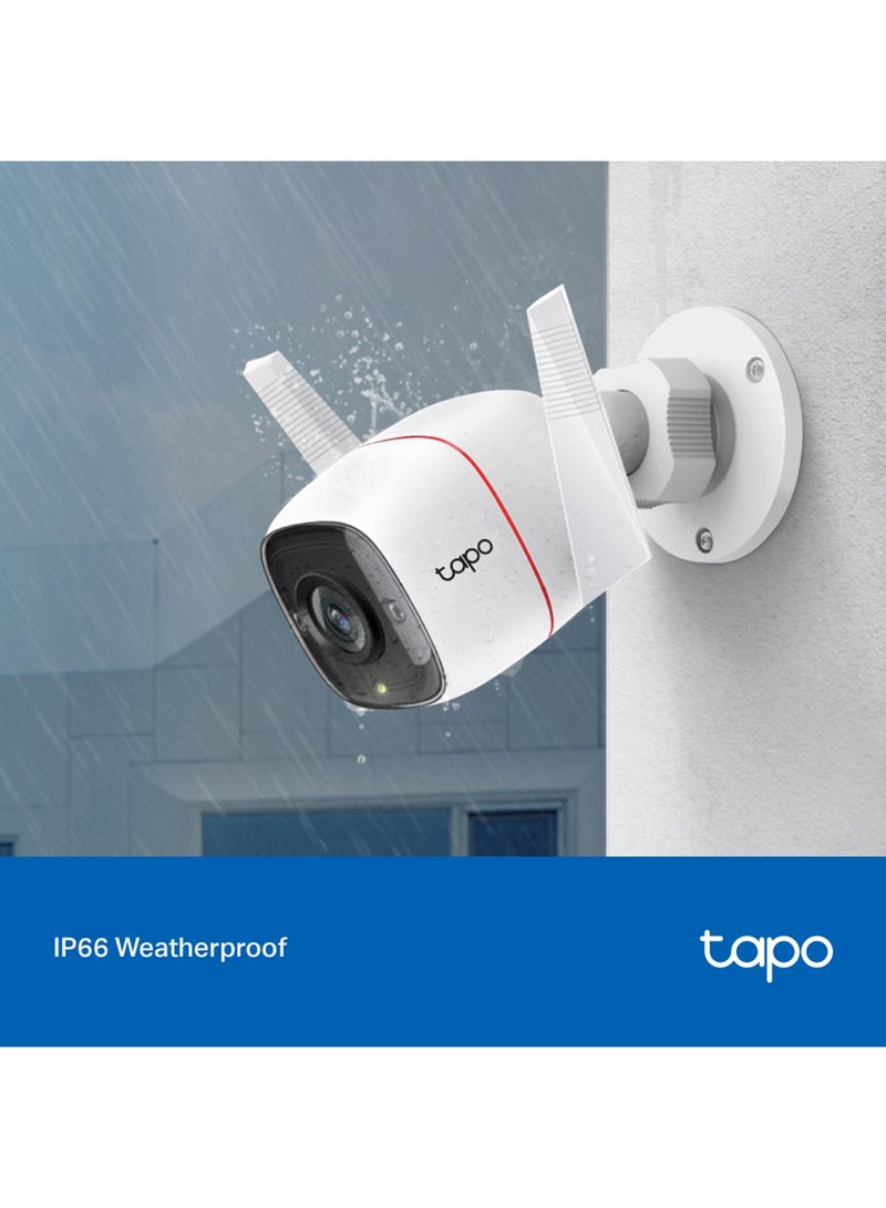 Tapo TC65, Outdoor Security Camera/CCTV, Weatherproof, No Hub Required, Works with Alexa&Google Home, 3MP High Definition, Built-in Siren with Night Vision, 2-way Audio, SD Storage