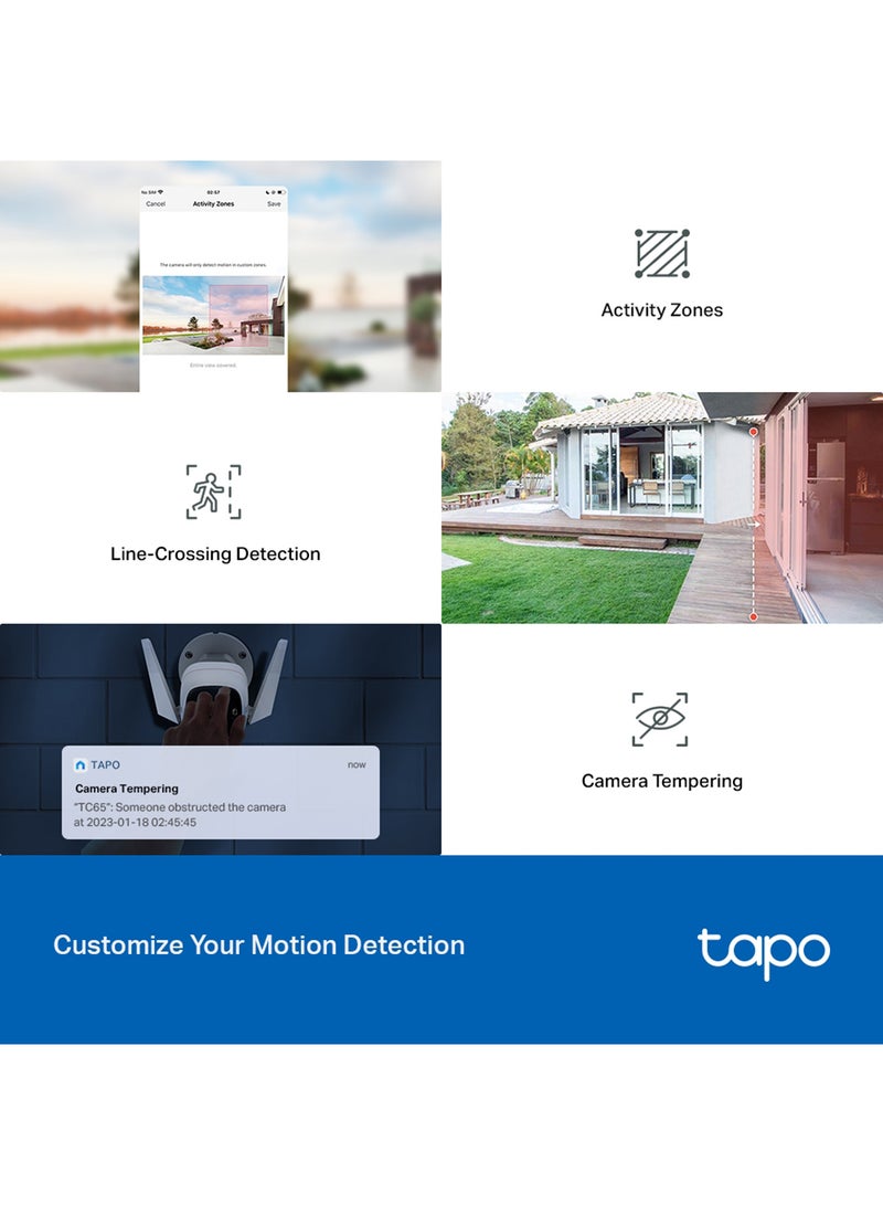 Tapo TC65, Outdoor Security Camera/CCTV, Weatherproof, No Hub Required, Works with Alexa&Google Home, 3MP High Definition, Built-in Siren with Night Vision, 2-way Audio, SD Storage