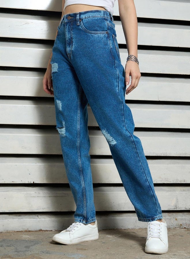 جينز موم نحيف للنساء - أزرق داكن أنيق ومريح