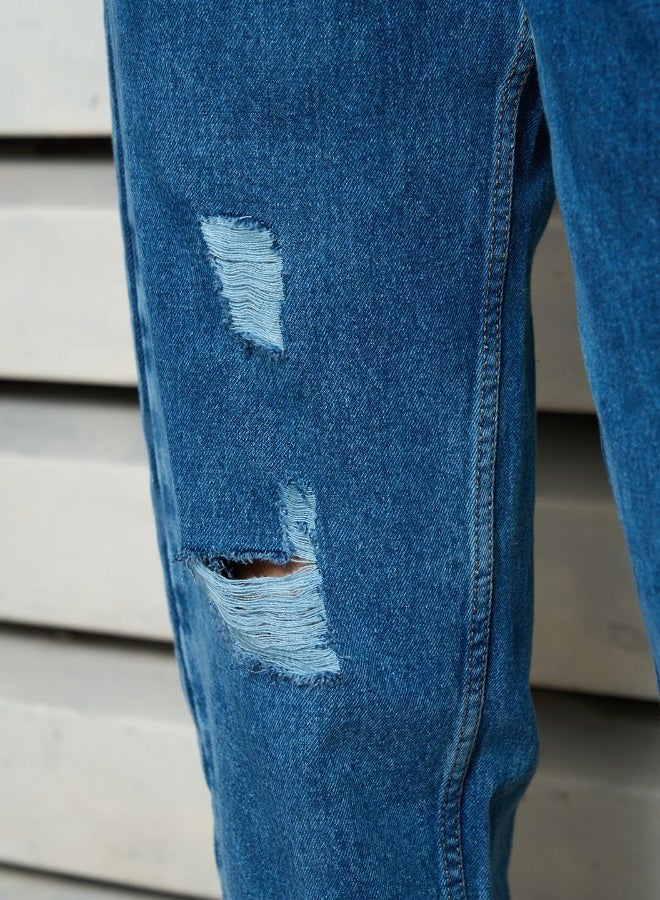 جينز موم نحيف للنساء - أزرق داكن أنيق ومريح