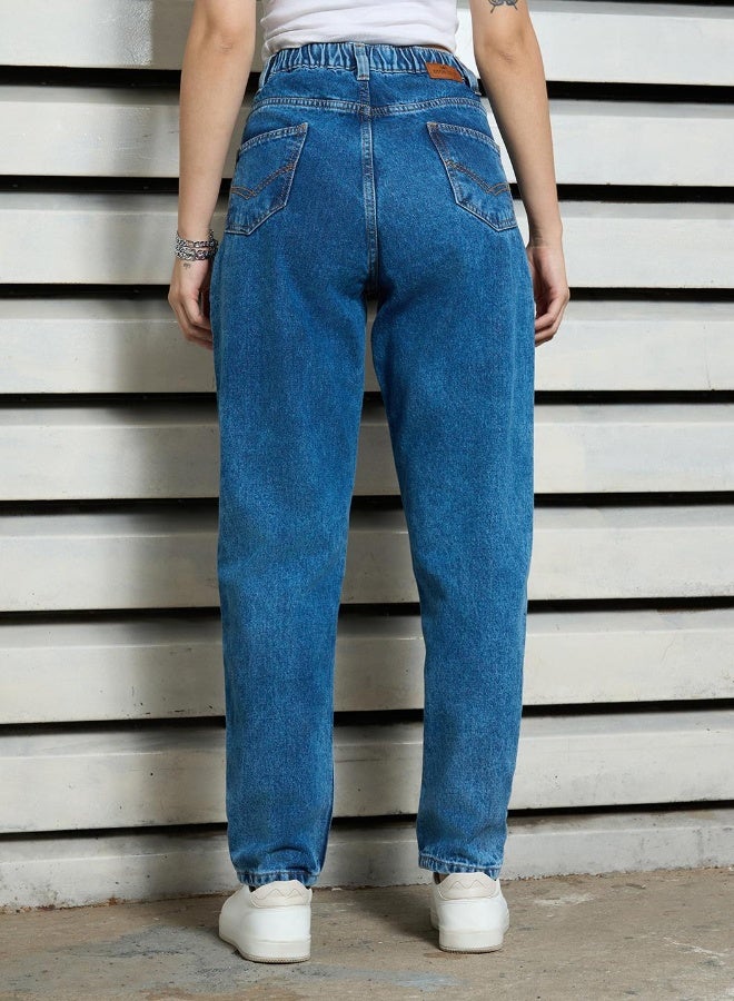 جينز موم نحيف للنساء - أزرق داكن أنيق ومريح