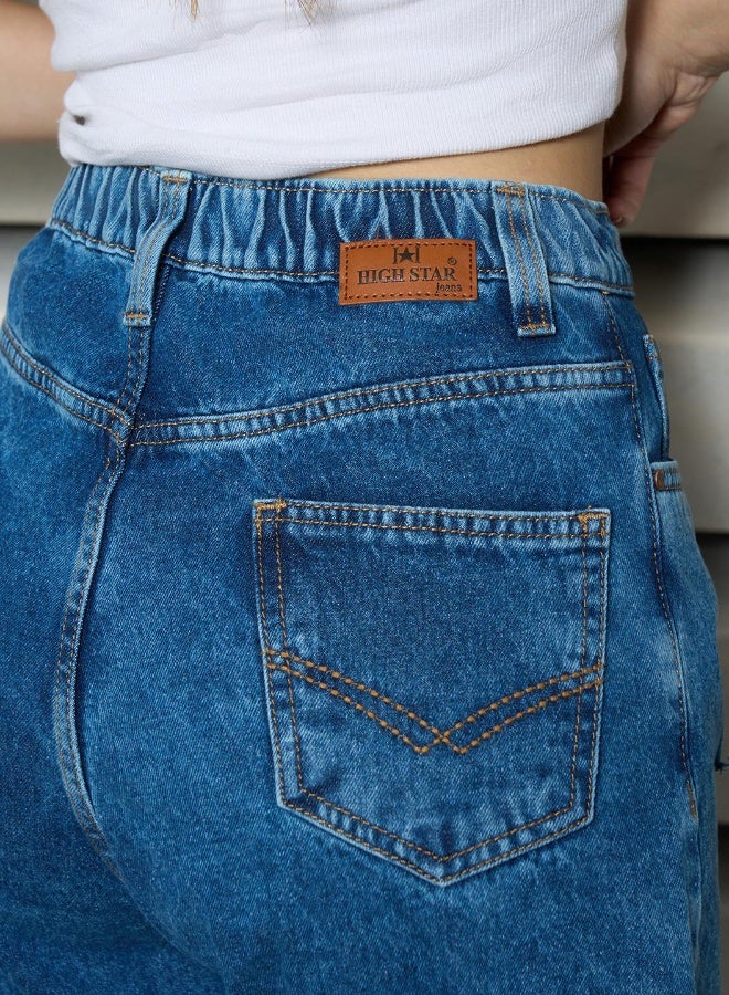 جينز موم نحيف للنساء - أزرق داكن أنيق ومريح