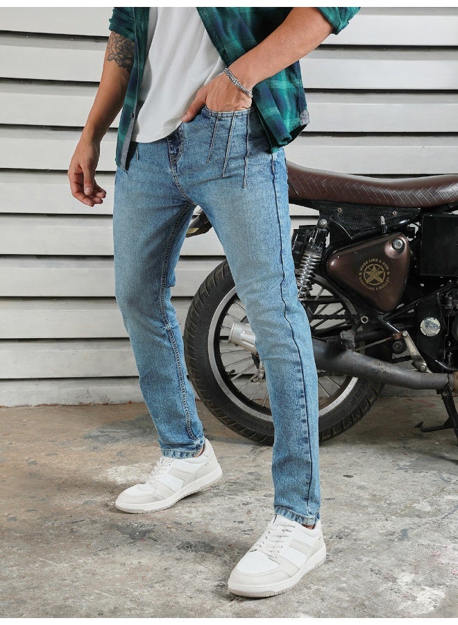 Men’s Straight Tapered Indigo Jeans – Trendy and Easy