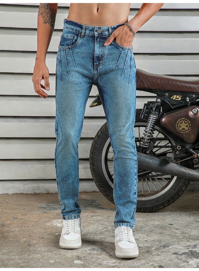 Men’s Straight Tapered Indigo Jeans – Trendy and Easy