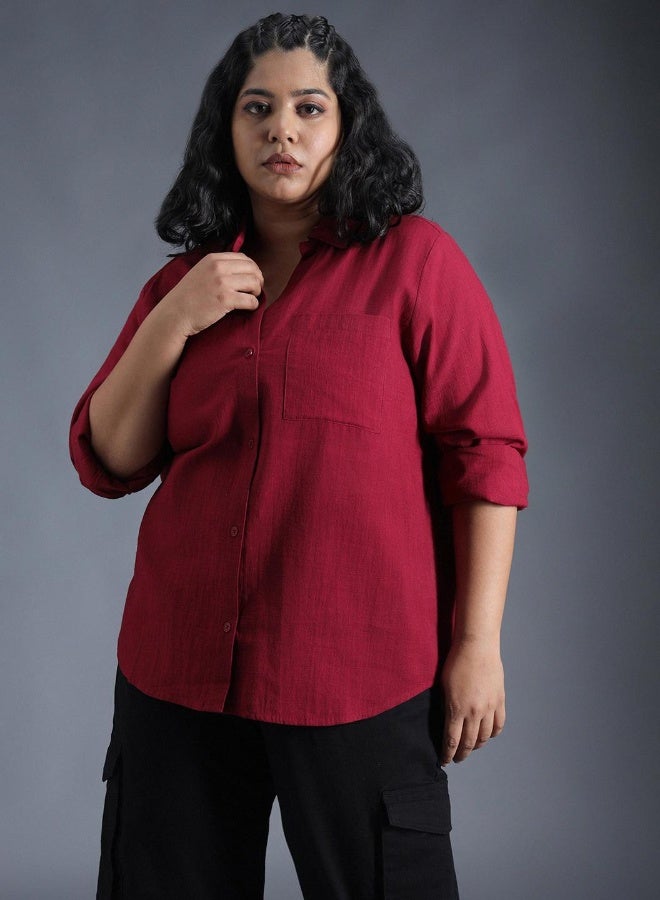 Women’s Oversized Red Shirt – Bold and Comfortable