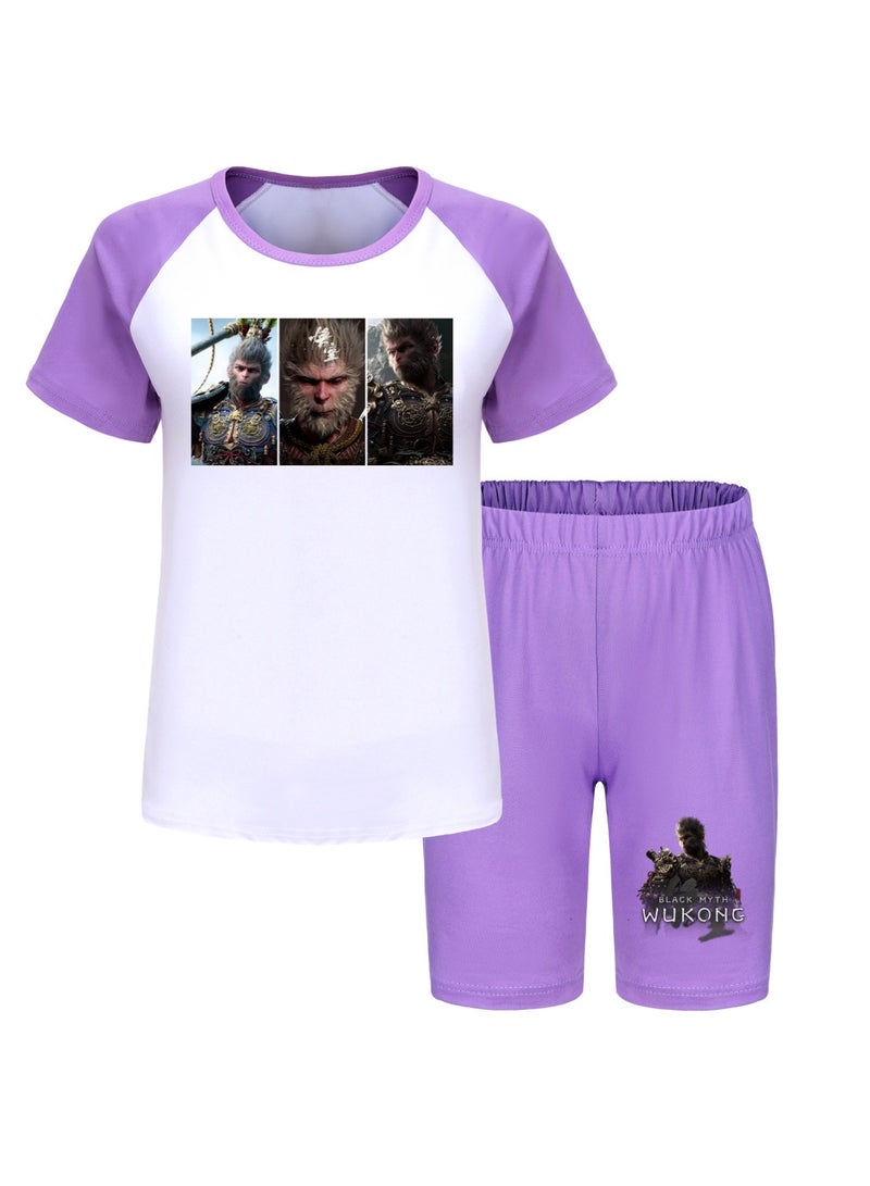 Black Myth Wukong Children's T-shirt And Pajama Set