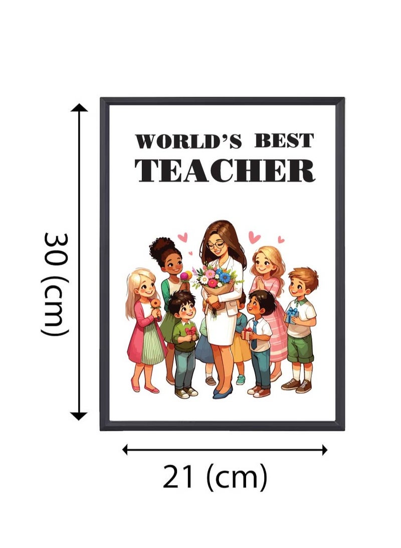 Teacher's Day A3 Photo Frame - Best Teacher Ever Design - Perfect Teacher Appreciation Gift - Ideal for Classroom or Home Decor - Great Gift for Teachers from Students - World Teachers Day